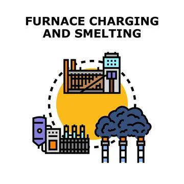 Furnace charging and smelting process concept vector Stock Illustration