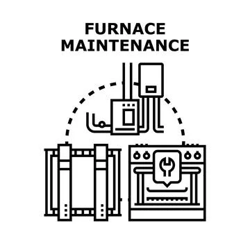 Furnace maintenance service with heating system components and repair Stock Illustration