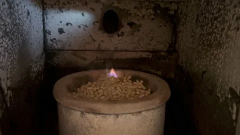 Furnace pelets little fire Stock Footage 229650787