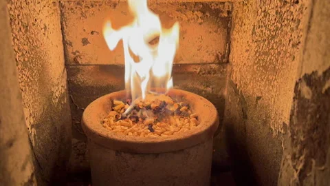 Furnace pellets fire Stock Footage 229650921