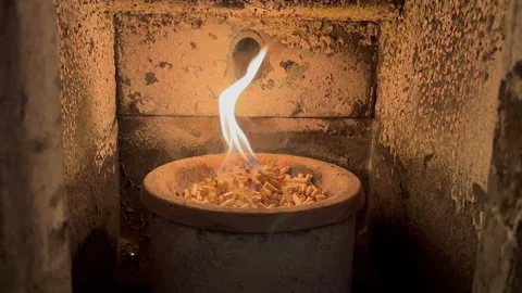 Furnace pellets middle fire Stock Footage 229650877