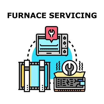 Furnace servicing and maintenance vector concept Stock Illustration