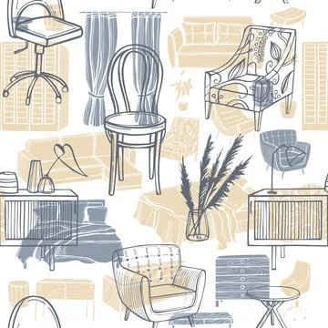 Furnitur for the home. Vector pattern Stock Illustration
