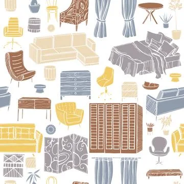 Furnitur for the home. Vector pattern Stock Illustration