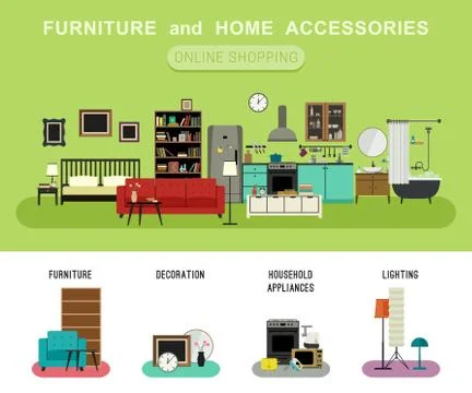 Furniture and home accessories banner. Stock Illustration