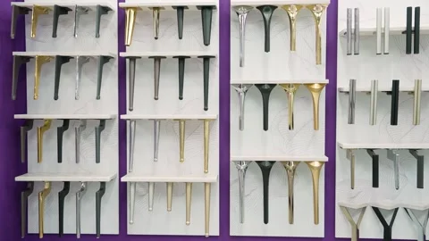 Furniture and table legs hardware display for interior design Video stock 322007462