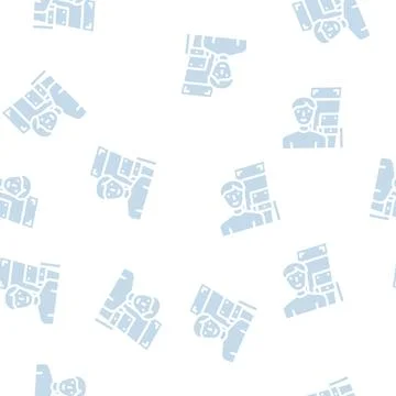 Furniture assembler glyph vector seamless pattern Stock Illustration