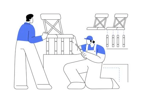 Furniture assembling abstract concept vector illustration. Stock Illustration