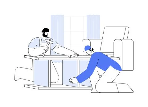 Furniture assembling abstract concept vector illustration. Ilustración de archivo