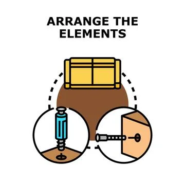 Furniture assembly concept arranging elements for home improvement Illustrazione stock
