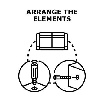 Furniture assembly concept arranging elements for home improvement 库存插图