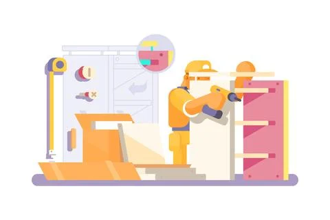 Furniture Assembly Process Illustrazione stock