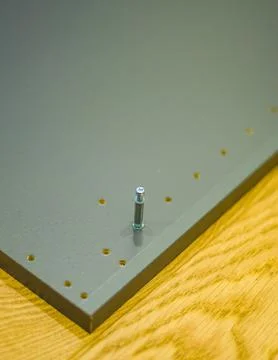 Furniture assembly process. The process of assembling cabinets and shelves. Foto stock