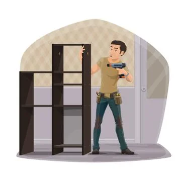 Furniture assembly service, carpentry and woodwork Stock Illustration