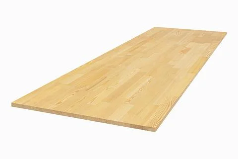 Furniture board made of solid larch lamellar on a white background Stock-Fotos