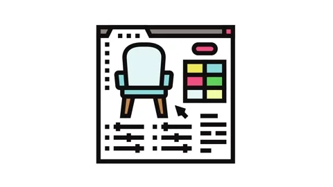 Furniture customization interior designer color icon animation Stock Footage 326105936