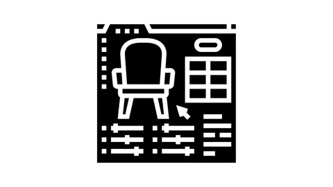Furniture customization interior designer glyph icon animation Stock Footage 326152717