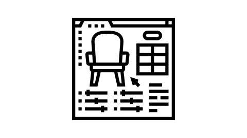 Furniture customization interior designer line icon animation Stock Footage 326131964