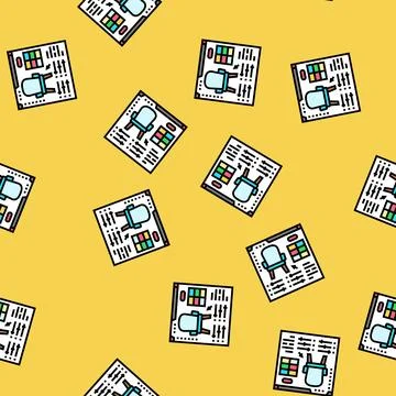 Furniture customization interior designer vector seamless pattern Stock Illustration