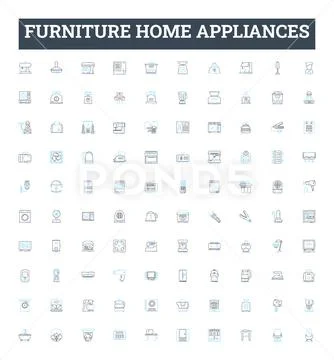 Furniture and household appliances icons set Vector Image