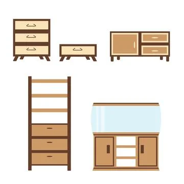 Furniture for the home icon set objects on a transparent background 스톡 일러스트