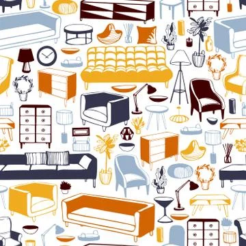 Furniture for the home. Vector  pattern Stock Illustration