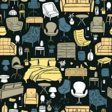 Furniture for the home. Vector  pattern Stock Illustration