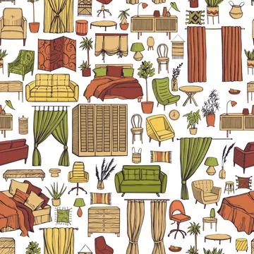 Furniture  for the home. Vector pattern Stock Illustration