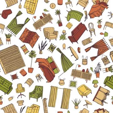 Furniture  for the home. Vector pattern Stock Illustration