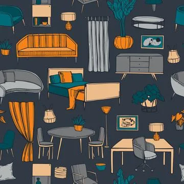 Furniture for the home. Vector  pattern Stock Illustration