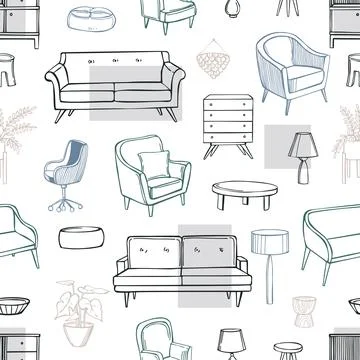 Furniture for the home. Vector  pattern Stock Illustration