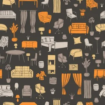 Furniture for the home. Vector  pattern Stock Illustration