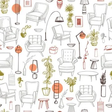 Furniture for the home. Vector  pattern Stock Illustration