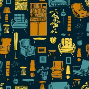 Furniture for the home. Vector  pattern Illustrazione stock