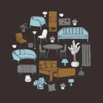 Furniture for the home.Vector background. Stock Illustration