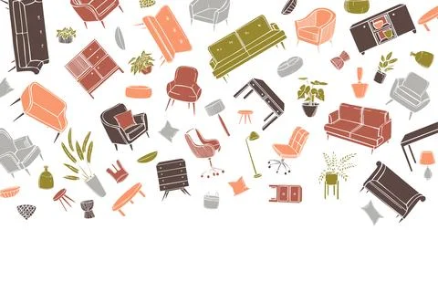 Furniture for the home.Vector background. Stock Illustration