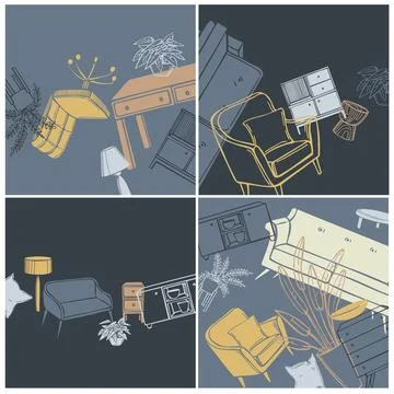 Furniture for the home.Vector backgrounds. Stock Illustration