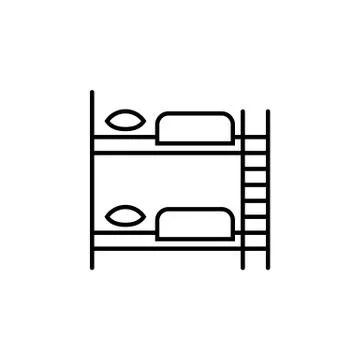 Furniture for hostel bunk bed linear icon Stock Illustration