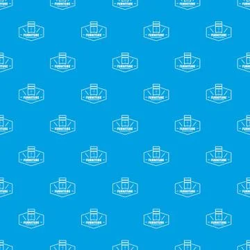 Furniture house pattern vector seamless blue Stock Illustration