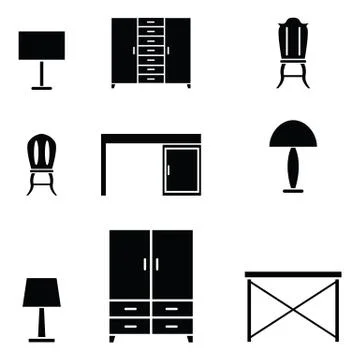Furniture icon set Illustrazione stock