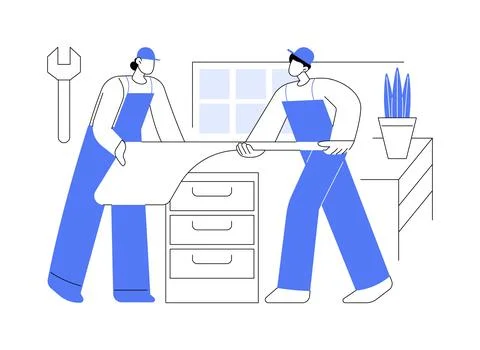 Furniture installation abstract concept vector illustration. Stock Illustration