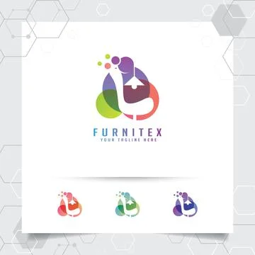 Furniture logo design vector with a negative space chair sofa icon illustrati Stock Illustration