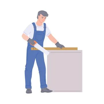 Furniture maker and assembling worker, flat vector illustration isolated. Illustrazione stock