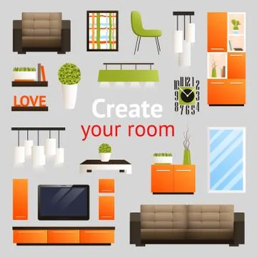 Furniture Objects Set Illustration