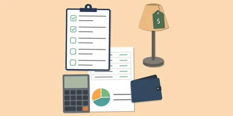 Furniture Purchase Planner Animation Vídeo Stock 343590834