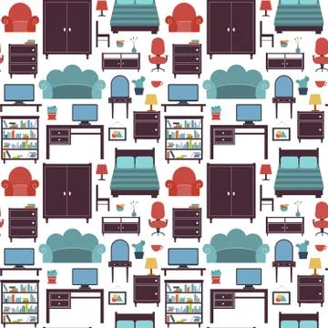 Furniture seamless pattern Stock Illustration