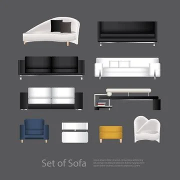 Furniture Set of Sofa Vector Illustration Illustrazione stock