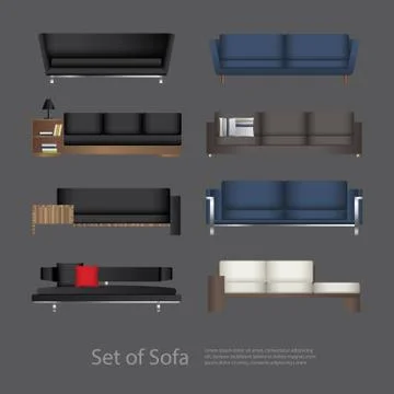 Furniture Set of Sofa Vector Illustration Stock Illustration