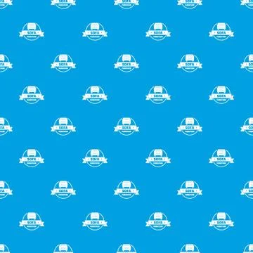 Furniture sofa pattern vector seamless blue Stock Illustration