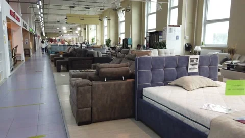 Furniture store, exhibition of sofas and kitchen furniture 動画素材 138767257